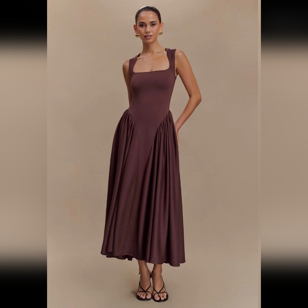 Meshki Chocolate Brown Midi Dress